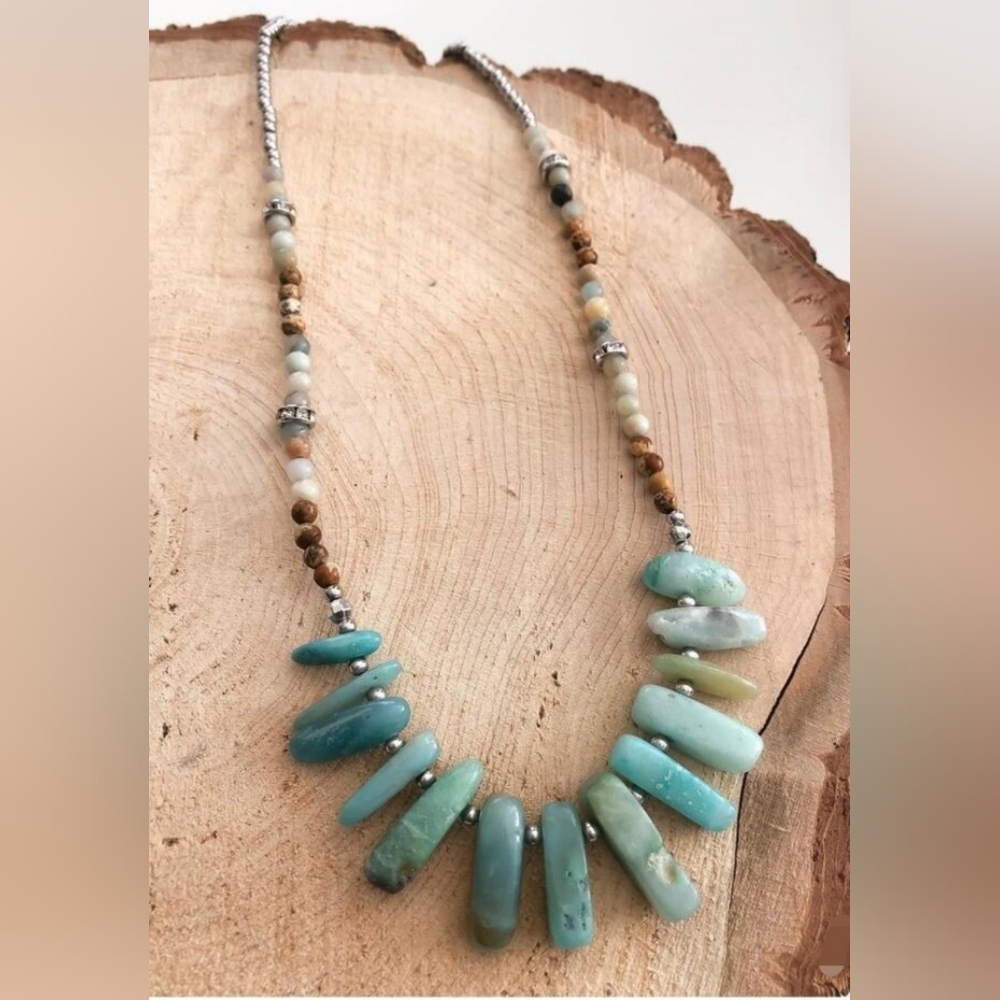 Kinsley Armelle NWT Amazonite 18-22" adjust Necklace with Silver Ion. - Picture 4 of 4